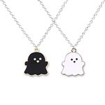 COLORFUL BLING 4 Pcs BFF Couple Cute Black and White Ghost Pendant Necklaces Best Friend Lovely Ghost Pendant Couple Necklace Jewelry Girl Gifts for Women Men, Metal