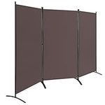 COSTWAY Folding Room Divider, 3 Panels Wall Privacy Screen Protector, Living Room Bedroom Bathroom Paravent Partition Separator, 260x183cm (Coffee)