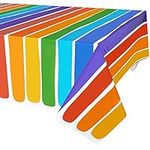 PHOGARY 3 Pack Rainbow Theme Tablecovers for Party Decoration, Disposable Plastic Rectangular Table Covers, Rainbow Parties Tablecloth Summer Beach Kids Birthday Cocktail Party Supplies