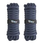 MALZE-NEWSEED Dock Lines Nylon Double Braided 2 Pack 25'&35' with 12" and 15" Eyelets [3/8"┆1/2"┆5/8"] Diameter Boat Accessories - Marine Rope Dock Lines for Boats (Navy Blue, 25'-5/8")