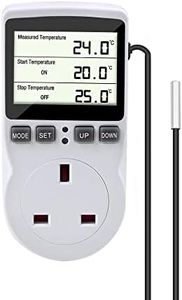 Gobesty Digital Temperature Controller, Thermostat Outlet Socket, 230 V Digital Thermostat Outlet Plug with Temp Sensor, Temperature Switch Heating Cooling Timer for Greenhouse Farm Aquarium Reptile