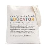 POFULL Teacher Early Childhood Educator Tote Bag Daycare Teacher Gift Teacher Education Gift (early childhood educator CA Tote Bag)