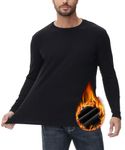 HUGE SPORTS Thermal Underwear Shirts for Men Long Sleeve Fleece Lined Base Layer Tops Cold Weather (Black,XL)