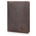 Polare Luxury RFID Blocking Leather Passport Holder Travel Wallet for Men and Women (Dark Brown with AirTag Slot)