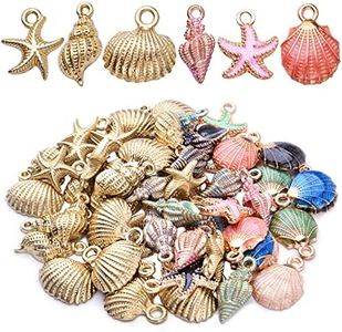 60pcs Alloy Ocean Starfish Seashell Conch Charms Colorful Enamel Ocean Life Sea Animal Pendants Charms Craft Supplies for DIY Jewelry Making Birthday Wedding Party Favor Gifts