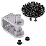 Eyelet Setting Tool & Eyelet Combo - (1) [ #8 3-Piece Eyelet Setting Tool (1/4 Inch) ] + (100) [#8-9 Black Eyelets (1/4 Inch Diameter)] - for Holster Making, Sewing, Tents, Banners, Sails, etc.