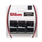 WILSON Sporting Goods Ultra Wrap Tennis Overgrip (3-Pack), Black (WRZ403000)