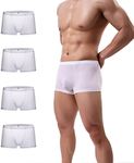 YuKaiChen Men's Trunks Underwear Silk Boxer Briefs Short Leg, 4pack-02, Small