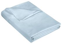 Royale linen 400 Thread Count 100% American Grown Cotton Flat Sheet - Cooling Sheets - Full Sheets - Luxury Sateen Weave - Full Flat Sheet Sold Separately - Blue Flat Sheet Only (Full, Caribbean Blue)