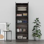 Wakefit Wardrobe | 1 Year Warranty | Cupboard, Wooden Almirah for Clothes, Wardrobe Wooden, Twill 2 Door without Mirror, No Drawer & No Hanging Space, 18MM Panels, with Assembly (Dark Brown)