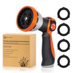 AUTOMAN Garden Hose Nozzle - 10 Adjustable Spray Patterns, Thumb Flow Control Hose Sprayer, Water Hose Spray Nozzle for Plants Watering, Car Washing, Window Cleaning, Pets Bathing, Outdoor Fun, Orange