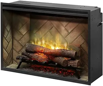 Dimplex Revillusion® 36 Inch Built-in Electric Firebox - Herringbone Brick Background - Includes Realistic Faux Logset and Firebox