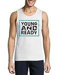 Young and Ready Faded Youth Logo Men's Cotton Tank Top T-Shirt White XX-Large