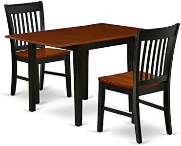 East West Furniture NDNO3-BCH-W Norden 3 Piece Dinette Set for Small Spaces Contains a Rectangle Table with Dropleaf and 2 Dining Room Chairs, 30x48 Inch, Black & Cherry