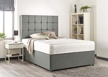 Bed Centre Silver Linen Memory Foam Divan Bed With Mattress, No Headboard, No Drawers (Single (90cm X 190cm))