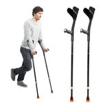 Antdvao Pair Folding Forearm Crutches Lightweight Adjustable Walking Crutches Rubber Handles Comfortable Non-Slip for Adults (Black)