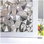 Niviy Window Films for Privacy, 3D Triangle Decorative Frosted Window Sticker, Static Cling Vinyl Leaded Glass Artscape Window Covering, UV Blocking Heat Control for Home, 44.5 x 200cm