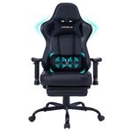 FANTASYLAB Gaming Chairs for Adults,Gaming Chair with Massage Lumbar Support and Retractible Footrest, High Back Ergonomic Computer Chair,Adjustable Armrests and Backrest (Black)