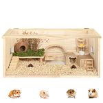 xixi-home Large Hamster Cage Wooden Hamster Cages for Syrian Hamster with Openable Roof Hamster Toys Transparent,for Gerbil Cage Dwarf Hamster Mouse Rats Mice Hideout Hutch (80x40x40cm)