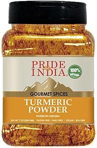 Pride Of India – Natural Turmeric Ground – Traditional Indian Spice – Pantry Essential – Curcumin Rich and Gourmet – Ideal for Curries/Lentil/Meat/Pilaf – Easy to Use – 8oz. Medium Dual Sifter Jar