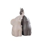 LIOOBO Elephant Figurines,Loving Elephants Grey and White Elephant Ornaments Ceramic Home Accessories Decorative Elephant Figurines Home Decor S