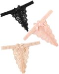 Avidlove Sexy Underwear for Women Floral Lace Panties Naughty Lingerie Panties Black+Light Pink+Champagne Medium