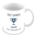 Best Grandad Award Trophy Personalised Mug/Cup (Add Name Who Mug is from) Personalised Gift Blue