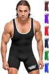 Exxact Sports Men's Wrestling Singlet, High Performance Powerlifting Singlet Wrestling Singlets for Men, Black, Adult Medium