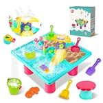 VATOS Water Table for Toddlers, 4-in-1 Kids Sand Water Table Outdoor Play Toy, 25 Piece Summer Toys Water Table Accessory Set, Toddler Water Activity Table Boys Girls Outdoor Backyard Park Beach