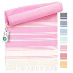 Fit-Flip Hammam towel - Beach towel XXL made from 100% recycled cotton - Quick-drying Turkish hammam beach towels, fouta, pestemal Turkish towels ideal as a Turkish blanket – Rose – 100x200cm Diamond