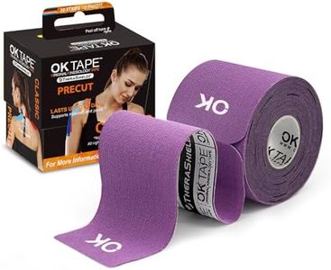 OK TAPE Kinesiology Tape 10 inches Precut, 20 Strips, Cotton Elastic Athletic Tape Latex Free, 2inch x 16ft, Purple
