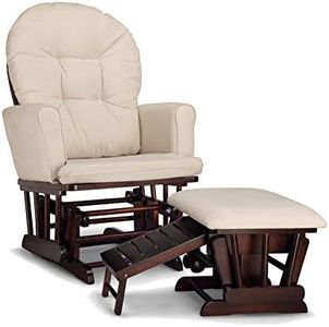 Graco Parker Semi-Upholstered Glider and Nursing Ottoman, Espresso/Beige Cleanable Upholstered Comfort Rocking Nursery Chair with Ottoman