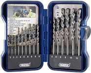 Draper TCT Masonry 15 Piece Drill Bit Set | Carbon Steel Tools | Tungtsten Carbide Tip Drills | Brick Stone Slate Drill Kit | Heavy Duty Bits with Sturdy Case | 18550