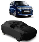 NEXTON Presents Heat Reflective & Semi Waterproof Car Cover Compatible with Maruti Suzuki WagonR Custom Fit (Black Color with Mirror)|Car Accessories