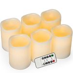 Aku Tonpa Flameless Candles Battery Operated Pillar Real Wax Flickering Electric LED Candle Gift Sets with Remote Control Cycling 24 Hours Timer, 3"x4" Pack of 6