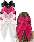 SHENHE Big Hair Bows for Girls Satin Long Tail Hair Bowknot Duckbill Clips Cute Hair Accessories Black White Pink