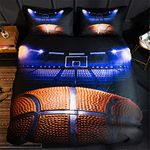 Mozeo 3D Basketball Bedding Duvet Cover Set 2 Piece (1 Duvet Cover+1 Pillowcase) for Teen Boys Sports Microfiber Bedding Quilt (Twin Basketball)