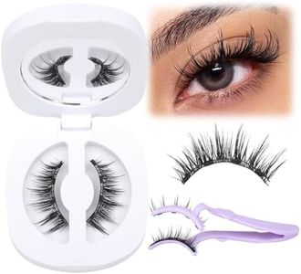 Magnetic Eyelashes with Applicator Natural Magnetic Lashes No Glue Needed Reusable Magnetic Eyelashes Cat Eye Wispy Magnetic Eyelashes without Eyeliner