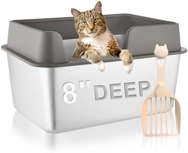 Stainless Steel Cat Litter Box with Lid, Extra Large Metal Litter Box High Sided, Easy Clean, Anti-Leakage, Non-Sticky, Never Absorbs Odors
