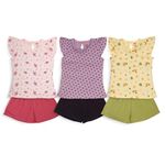 LuvLap Baby Girls Pack Of 3 Half Sleeve Top & Shorts Set 100% Cotton, XXL (18 to 24 Months)