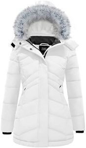 ZSHOW Women's Long Winter Parka Coat Warm Windproof Thicken Puffer Jacket Outerwear Jacket(White,Large)