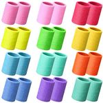 Lenwen 4 Inch Neon Wristbands 24 Pcs Athletic Tennis Wrist Sweatbands Neon Sports Youth Football Basketball Gymnastics Wrist Bands for Men Women 80s Glow Party School Sport Supplies(Neon)