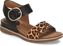 Sofft Women's Bali Sandal, Black/Leopard Tan, 6