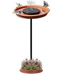 Solar Bird Baths Fountains for Hummingbirds,Stable Stylish Design with Planter Pedestal Solar Bird Bath Fountain for Lawn Patio Yard Garden（Terracotta）