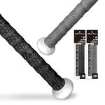 ALIEN PROS Bat Grip Tape for Baseball 1.1 MM (2 Pack, Black & Grey) - Precut and Pro Quality Bat Tape - Wrap Your Bat for an Epic Home Run - Replacement for Old Baseball bat Grip