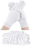 SATINIOR 60 Pcs Cotton Glove Soft Stretchy Work Glove Reusable Large Mitten for Inspection Photo Jewelry Archive Serving Costume, Cotton Gloves for Women Men Eczema Moisturizing Spa(White)