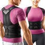WHCOOL Posture Corrector for Women and Men: Upgraded Back Panel, 15% Longer Design, Back Brace for Full Back Support, Padded Shoulders & Underarm Comfort Straps,Adjustable Shoulder Lumbar Belt,M