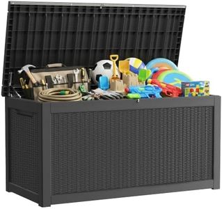 Yardgrace Outdoor Storage Box, 320 Gallon Waterproof Deck Box [Upgraded 3.0], Dual Gas-Spring Ultimate Resin Organizer for King Cushions, Heavy-Duty Lockable Estate Storage Bench, Backyard BBQ, Black