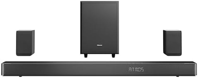 Hisense AX5125H 5.1.2Ch Sound Bar with Wireless Subwoofer, 500W, Dolby Atmos, Bluetooth 5.3, EzPlay, 4K HDMI Pass Through, Roku TV Ready, DTS:X, HDMI/AUX/ARC/Optical/USB, 7 EQ Modes