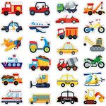 Harloon 500 Pcs Transportation Sticker Car Bus Truck Airplane Ship Thick Gel Cling Truck Transportation Vehicle Sticker for Toddler Kid Teaching School Home Party Supplies